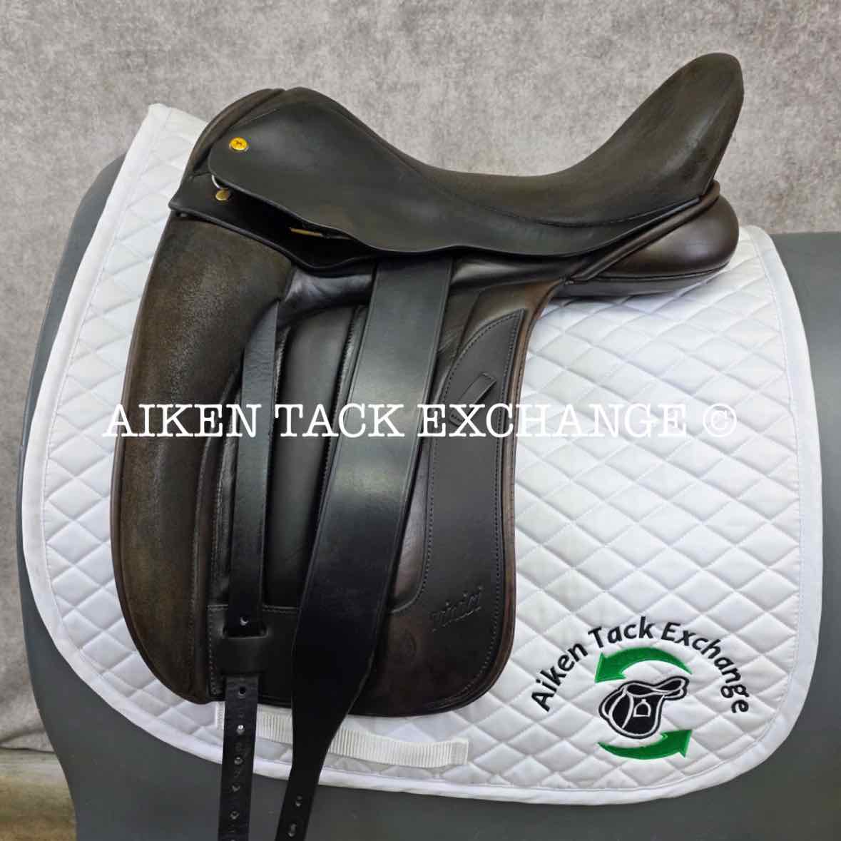 2004 Black Country Vinici Monoflap Dressage Saddle, 17.5" Seat, MW/W Tree, Wool Flocked Panels