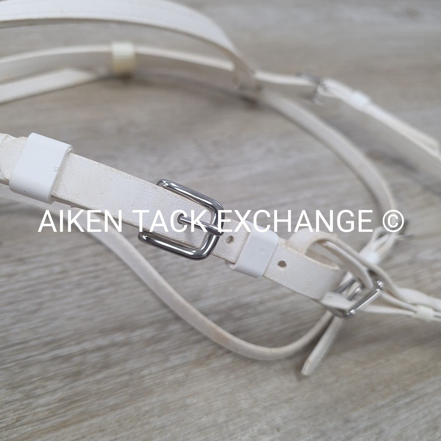 Jacks Beta Headstall and Curb Strap, White, Size Cob / Full