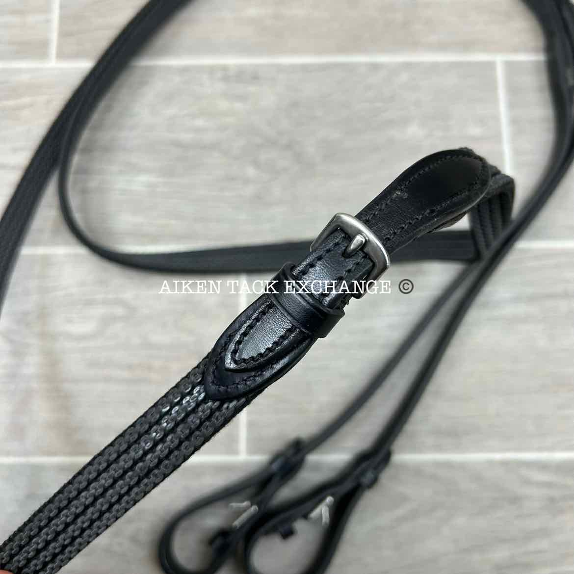 KL Select Red Barn Arena Ergonomic Bridle with Reins, Black, Size Full