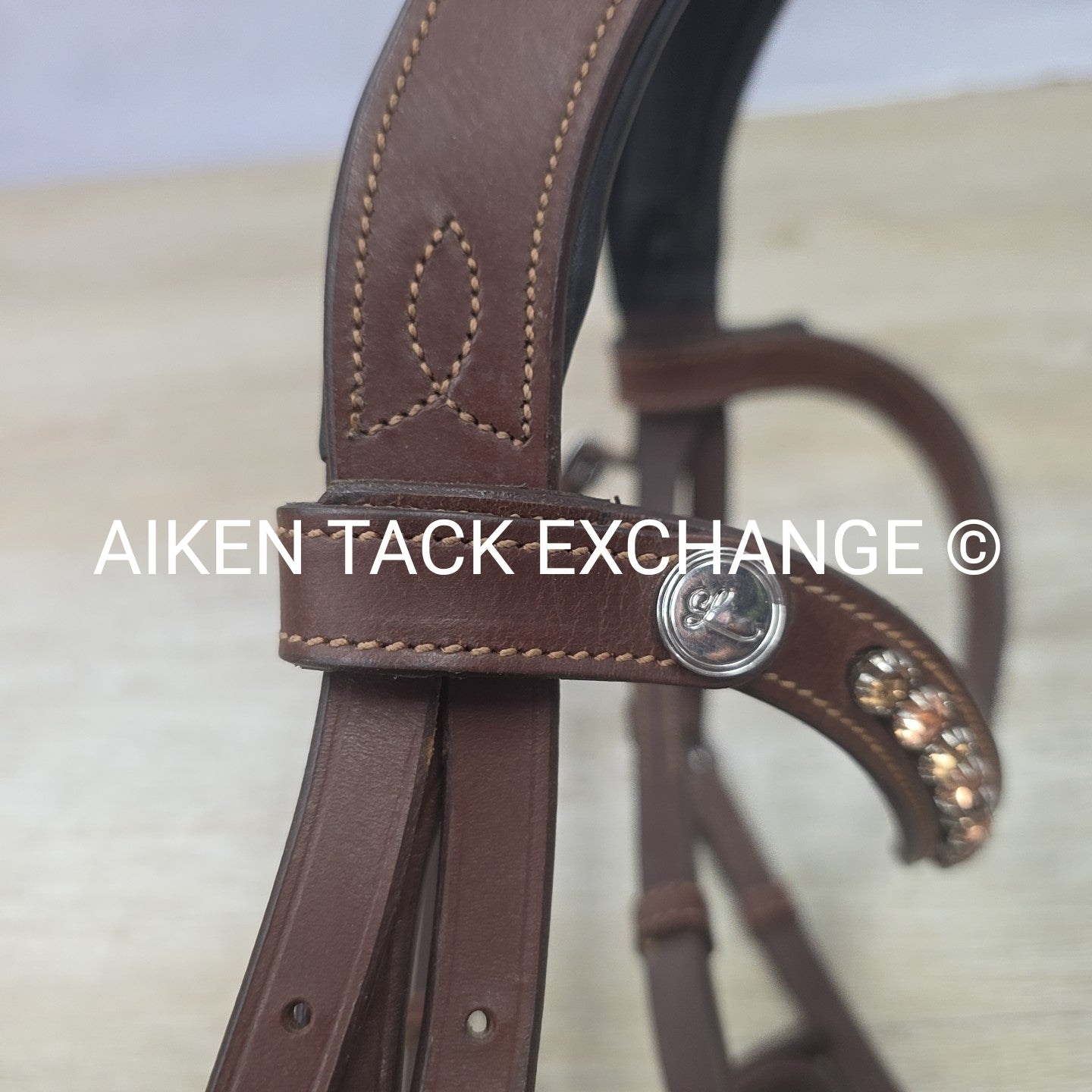 Lumiere Dressage Bridle, Missing Flash Strap, No Reins, Brown, Size Full