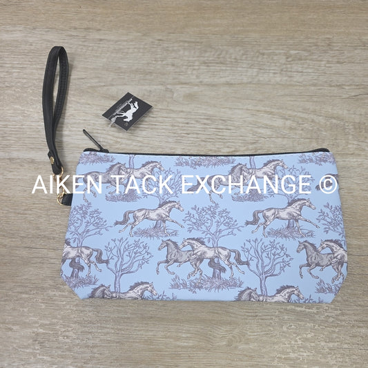 AWST Int'l Lila Blue Toile Medium Cosmetic Pouch with Wristlet