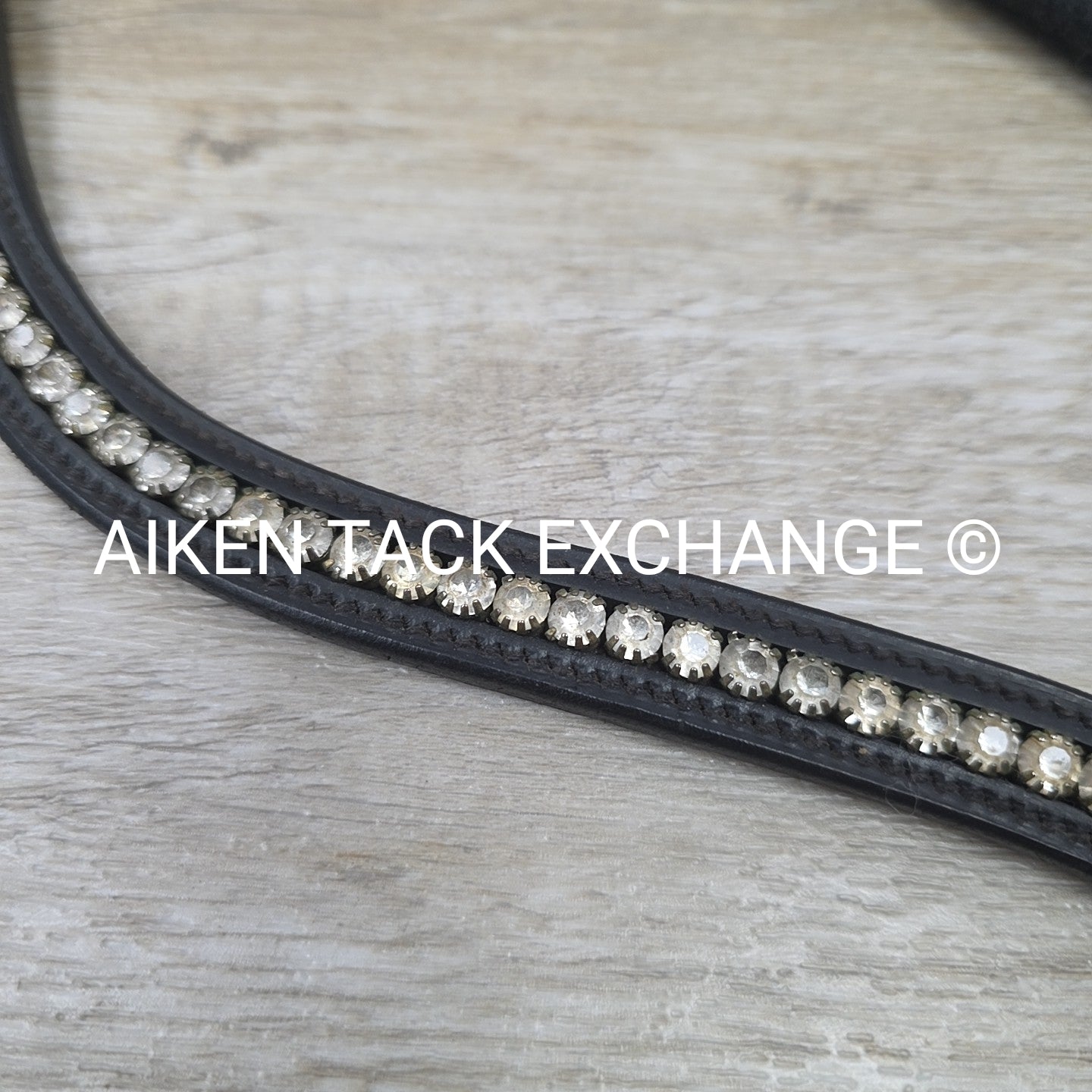 Passier Waved Big Stone Browband with Otto Schumacher Cover, Black & Clear, 17.5