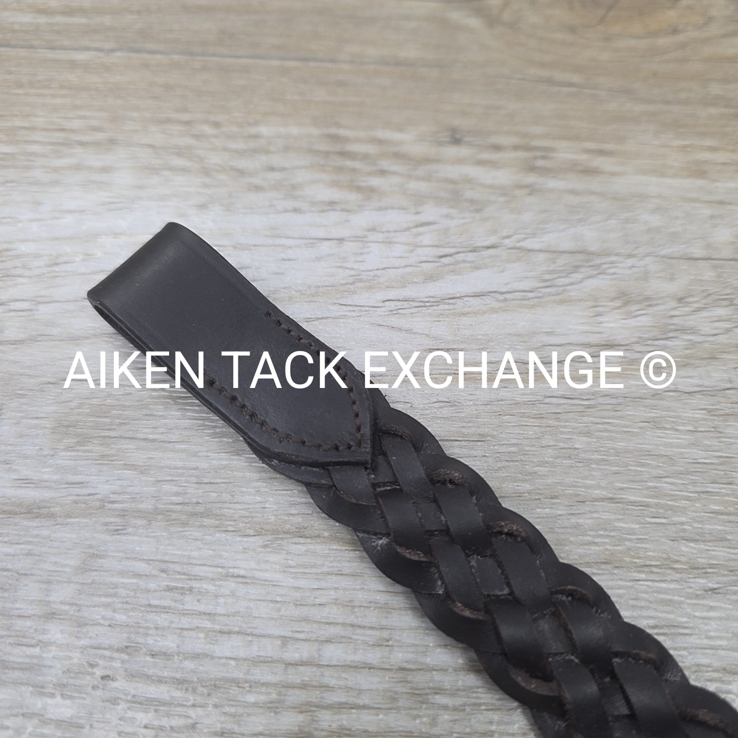 Plaited Leather Browband, Brown, 15.5"