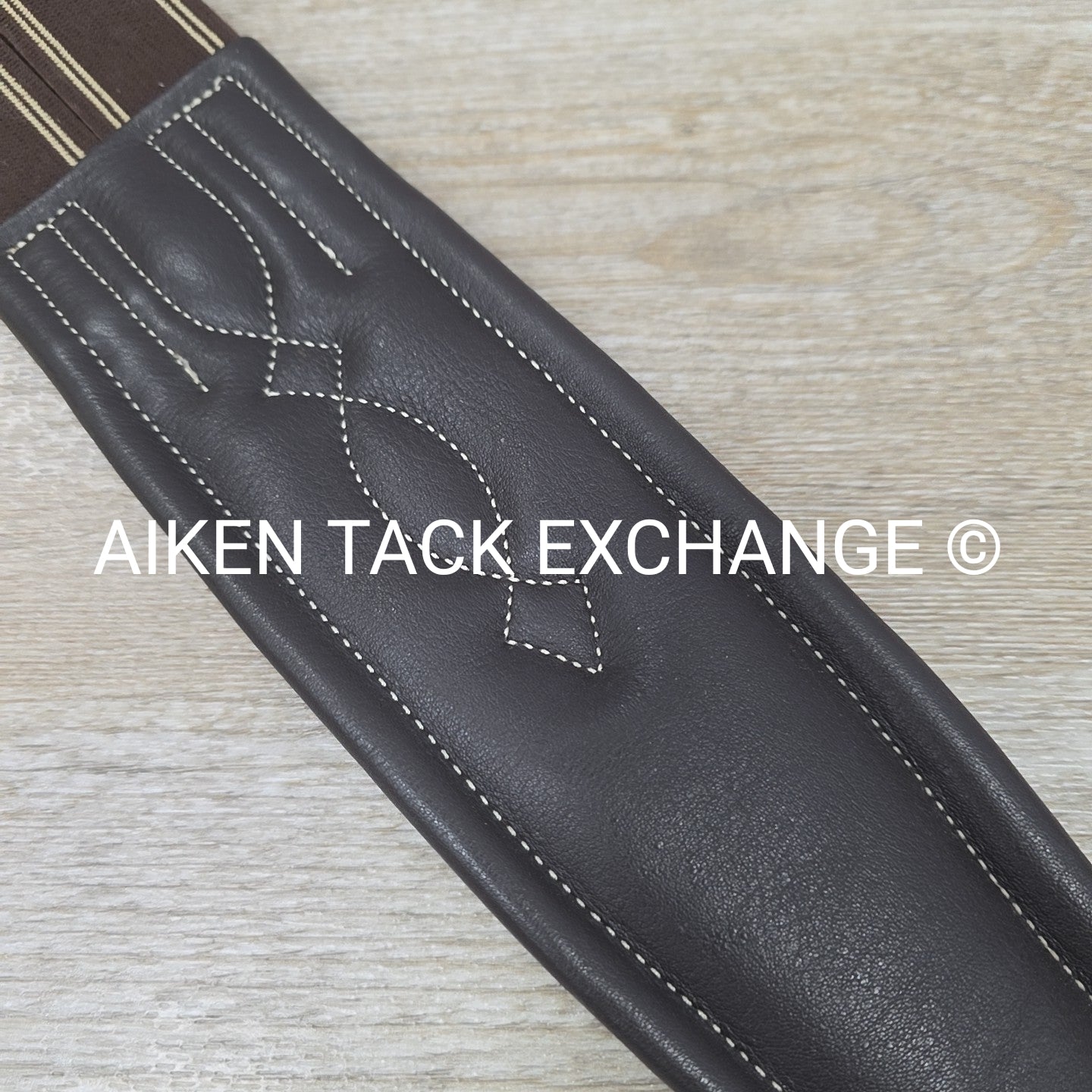 Fancy Stitched Girth with Double End Elastic, Brown, 48"