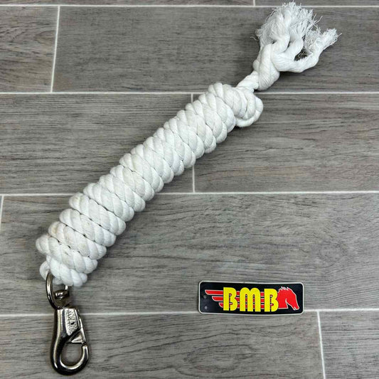 BMB Cotton Lead Rope with Snap, White, Brand New