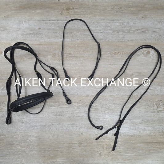 Kieffer Weymouth Double Bridle with Curb Rein, Black, Size Full