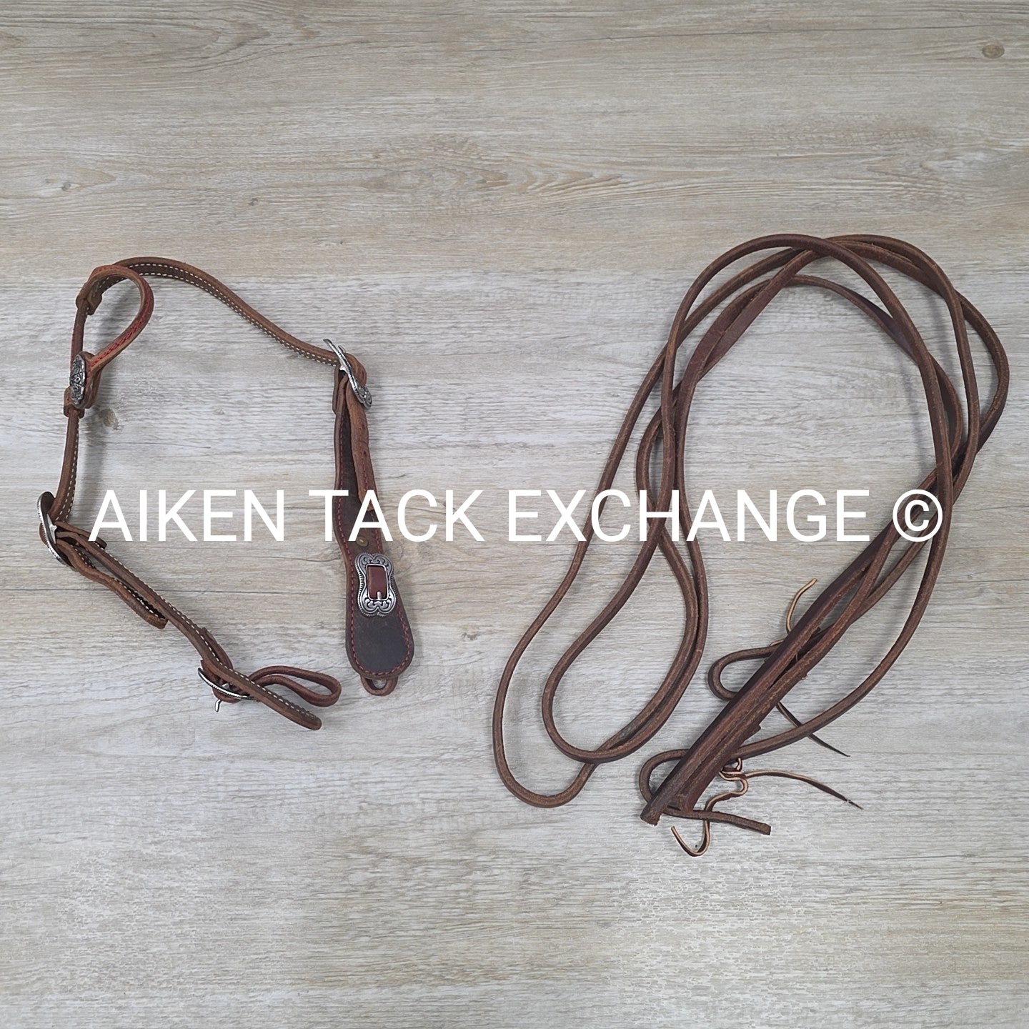 One Ear Headstall with Split Reins, Brown, Size Full