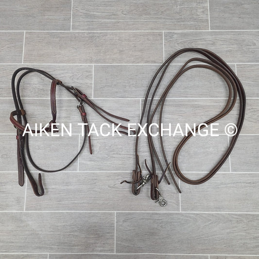 Western Browband Bridle with Split Reins, Brown, Size Full