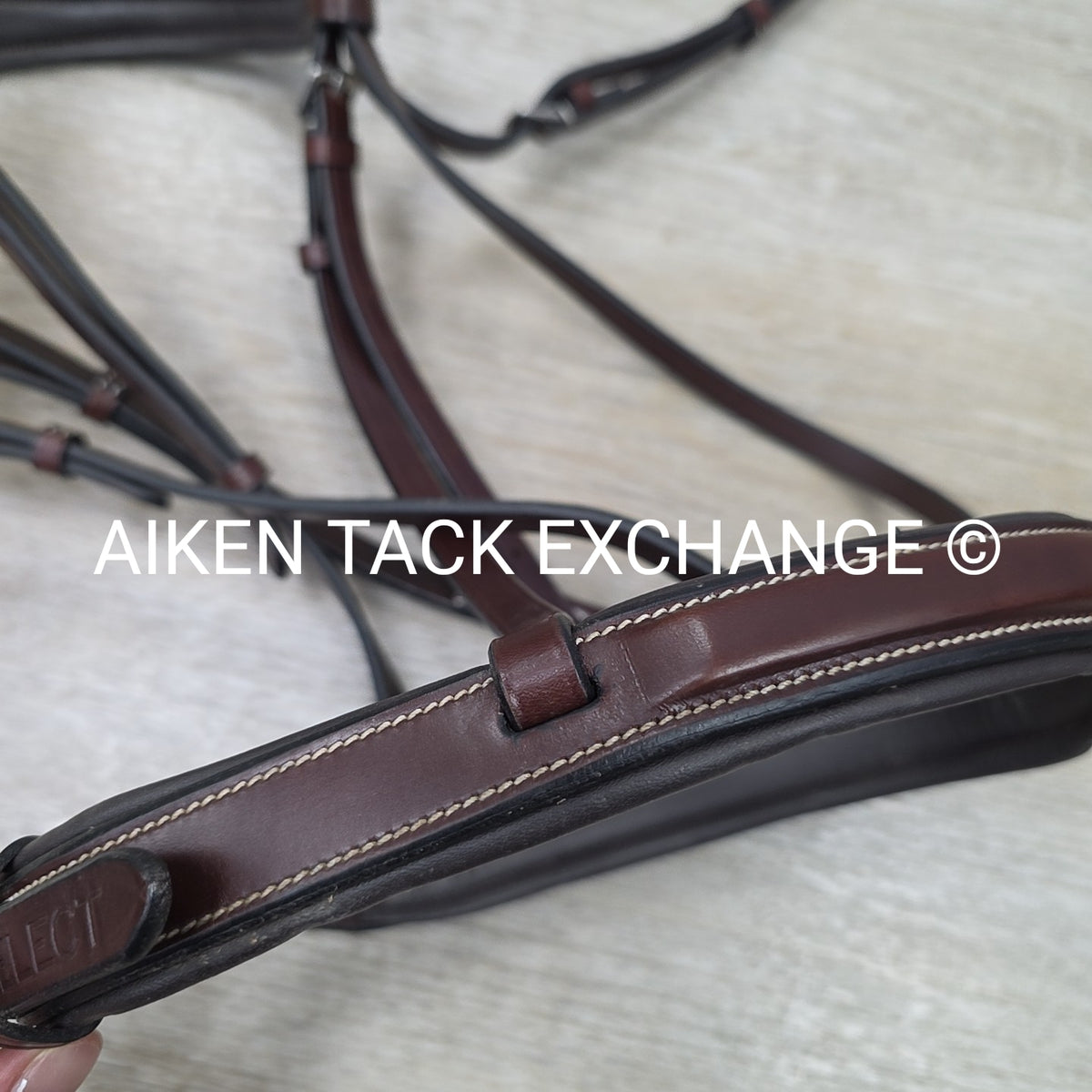 KL Select Hampton Fancy Stitched Bridle with Matching Laced Reins, Brown, Oversi