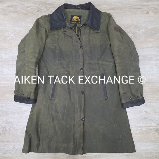 Outback Survival Gear Olive Green Waxed Trench Coat, Women's Large