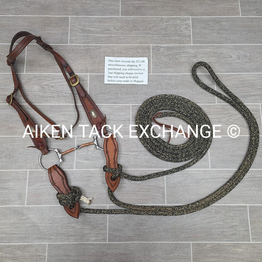 Fall River Saddle Shop Browband Bridle with 5" Single Joint Copper D Ring Bit &