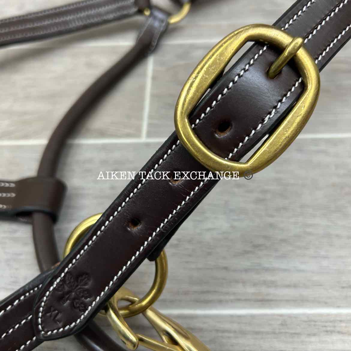 KL Select Black Oak Pine Leather Halter, Brown/Brown, Oversize