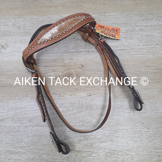 Royal King Browband Headstall with Hair Overlay, Brown, Size Full