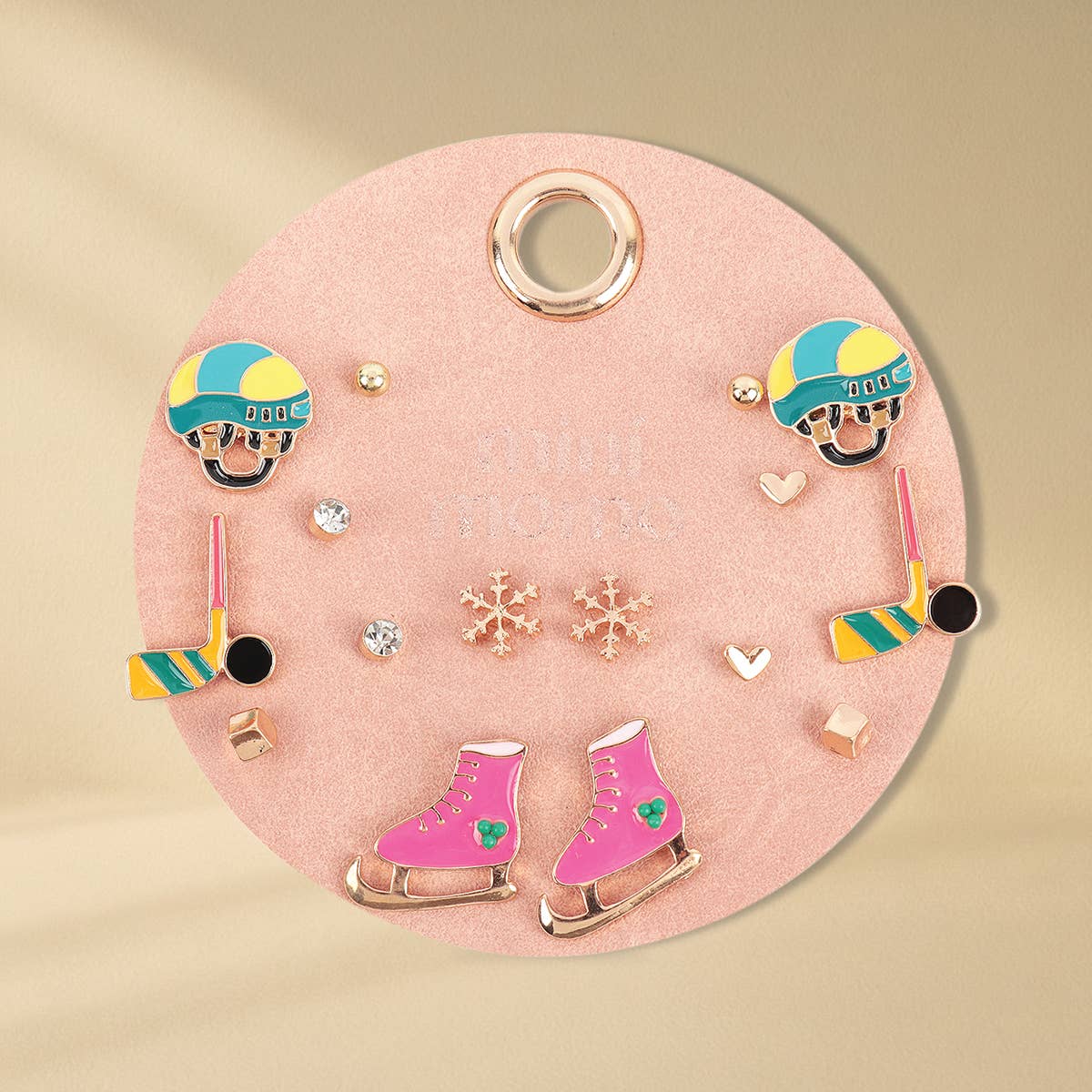 Winter Sports Ice Hockey Skating Earrings Assorted Set: 8 Pairs