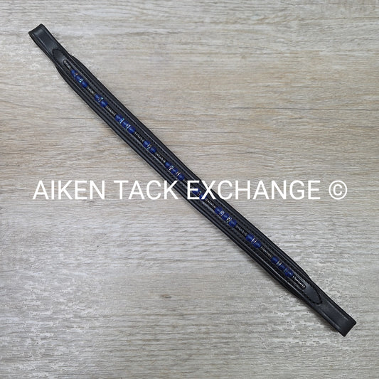 Padded Beaded Browband, Black & Blue, 15.5"