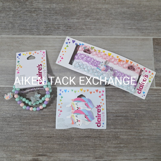 Claire's Club Bundle - 3 Bracelets, 3 Chokers, 2 Hair Clips
