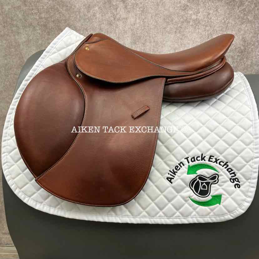 **SOLD** 2018 Stubben Redwood Ascend Close Contact Jump Saddle, 16.5" Seat, 32cm Tree - Wide, Wool Flocked Panels