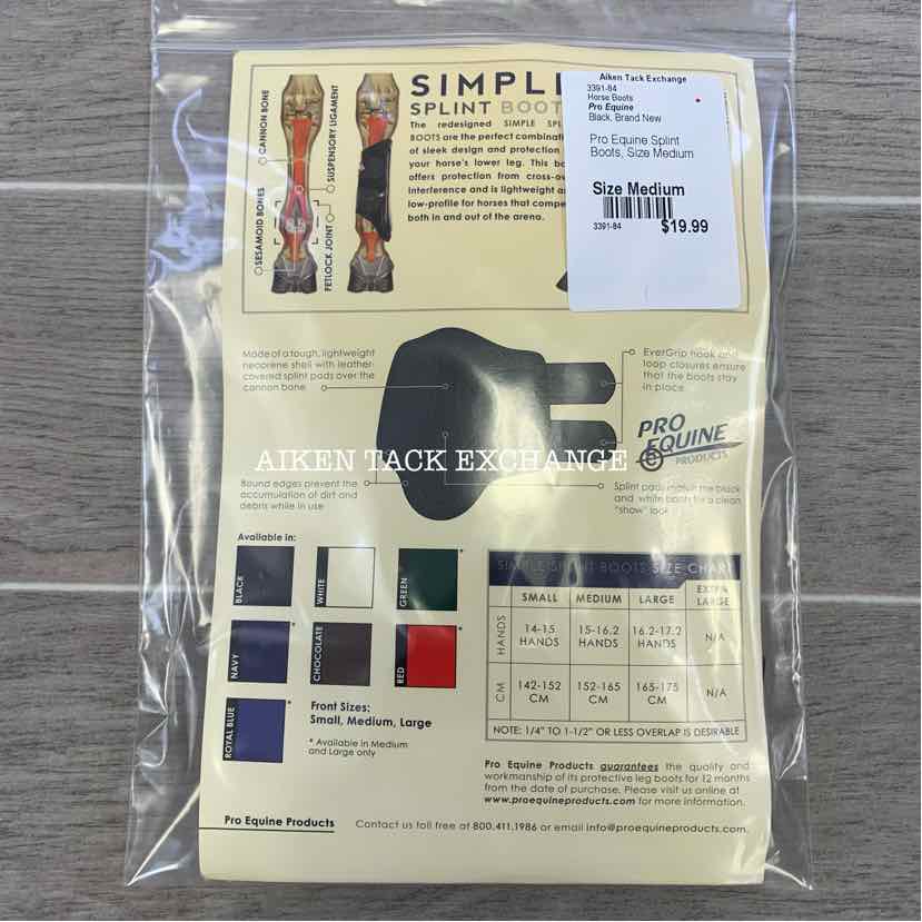 Pro Equine Splint Boots, Size Medium