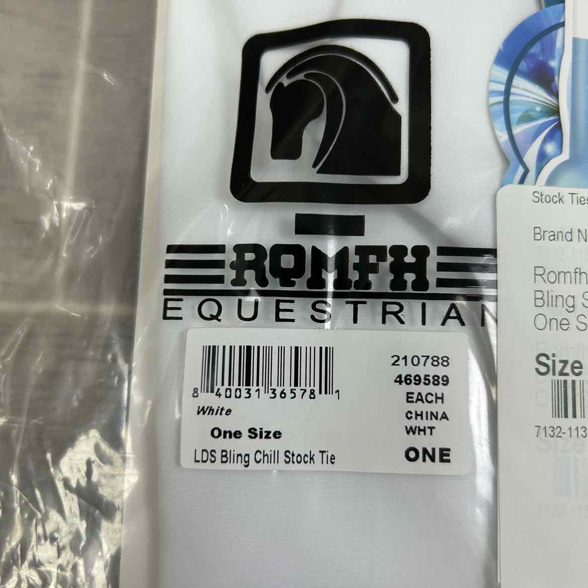 Romfh Bling Pre Tied Bling Stock Tie, White, One Size, Brand New