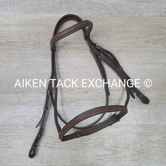 Plain Square Raised Bridle, No Reins, Brown, Size Full