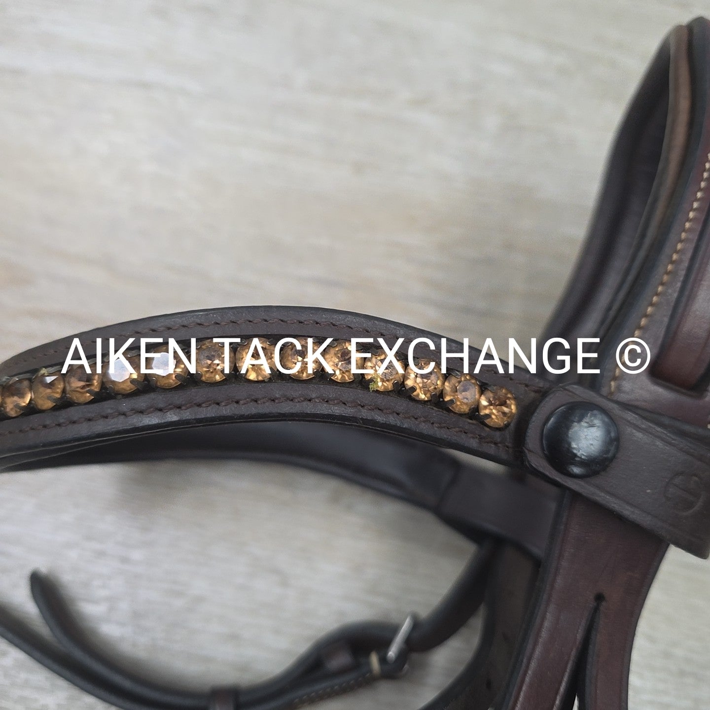 Nunn Finer Arianna Bridle with Halter Ego Bling Browband, No Reins, Brown, Full