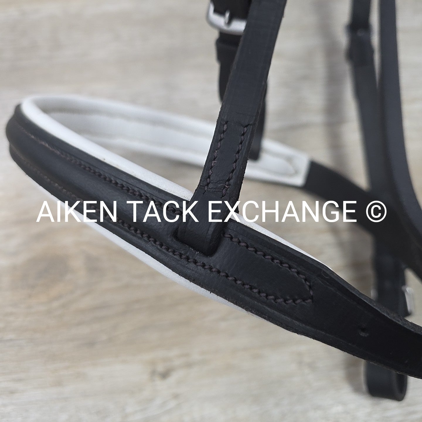 Classic Dressage Bridle with Laced Reins, Missing Flash, Black with White, Full