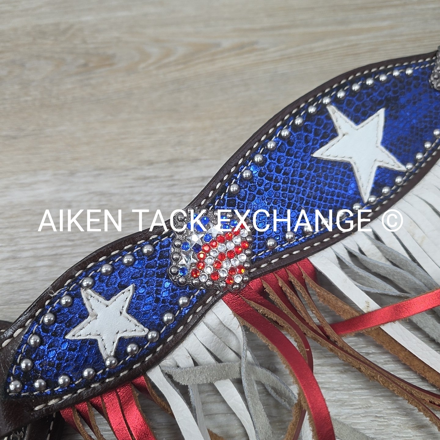 Showman Patriotic Fringe Headstall & Breast Collar Set, Size Full