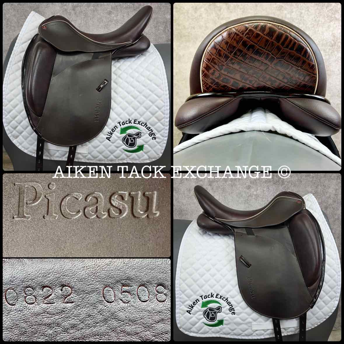 2022 MaxFlex Picasu Monoflap Dressage Saddle, 18" Seat, Flex Tree - Wide Fit (Adjustable), Wool Flocked Pony Panels