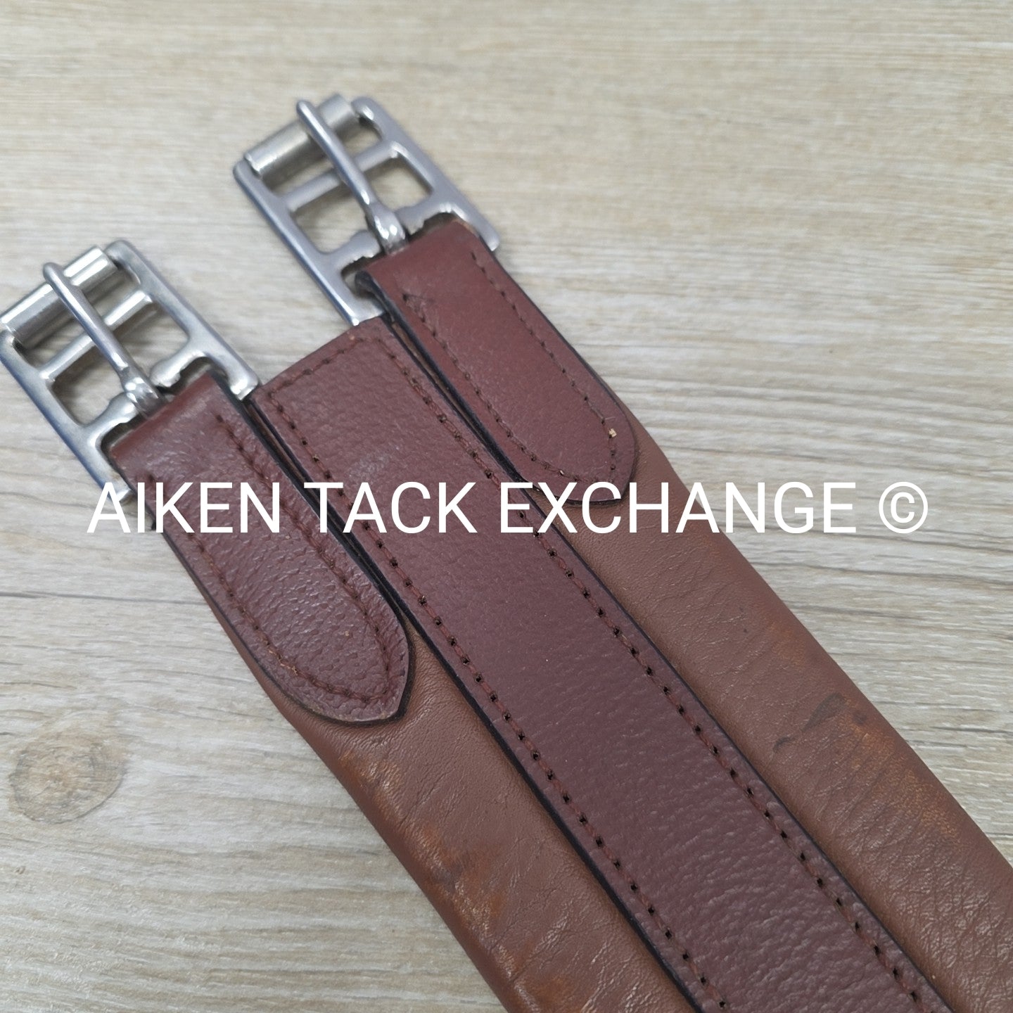 Leather Girth with Single End Elastic, Brown 54"