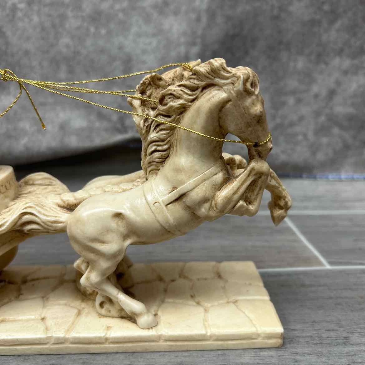 Roman Carriage Faux Marble Figurine