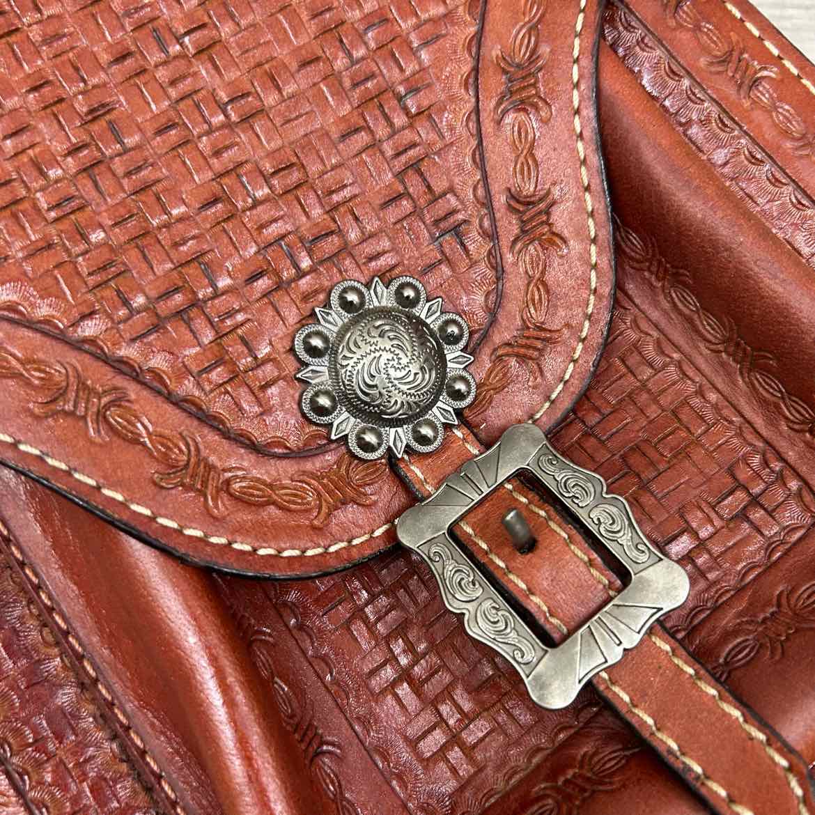 Tooled Leather Saddle Bag