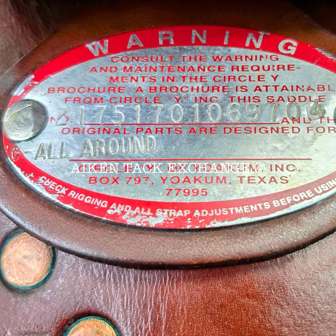 1997 Circle Y 2175 All-Around Western Saddle, 17" Seat, Regular Tree - Semi QH Bars