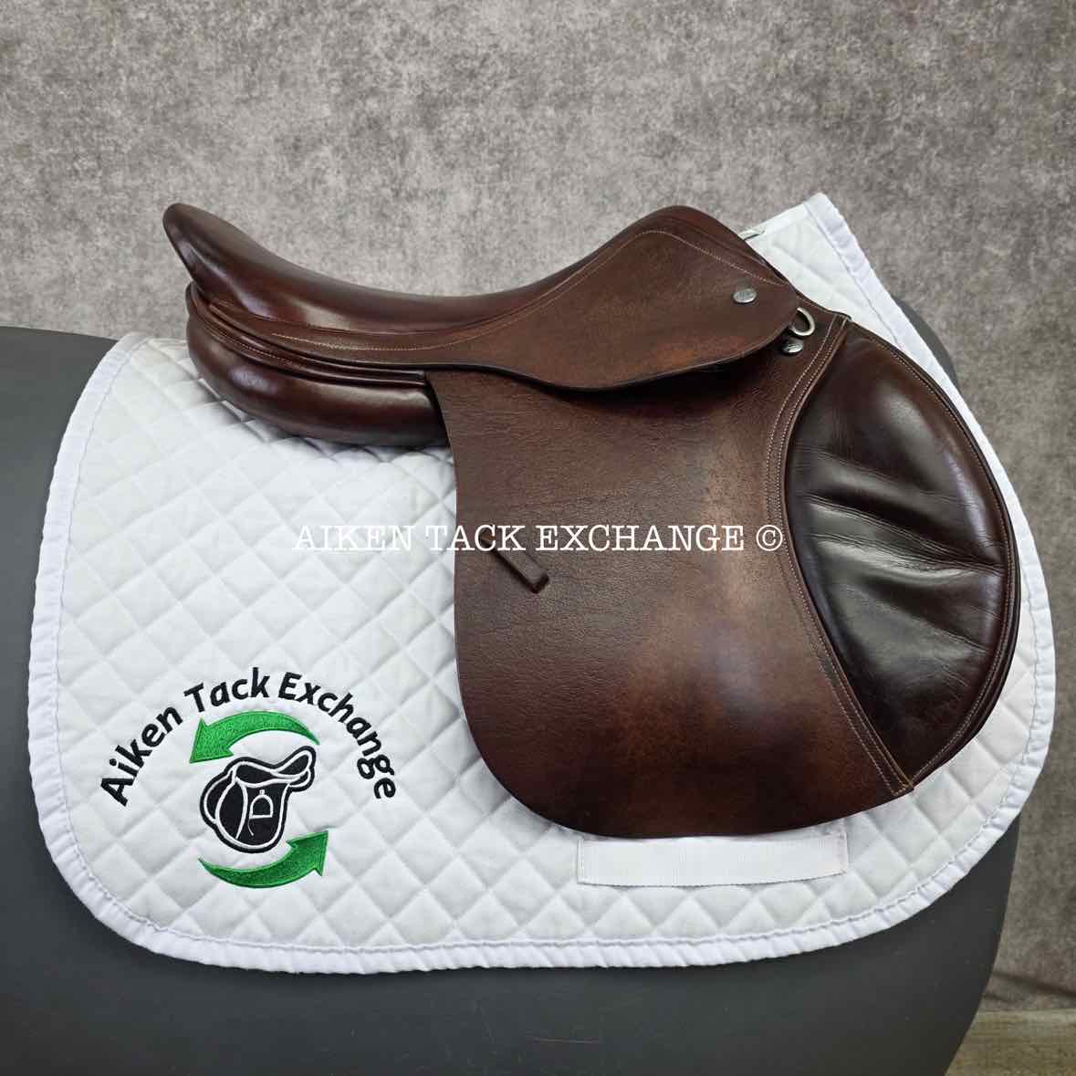 Verhan Todd Minikus Close Contact Jump Saddle, 16.5" Seat, MW/W Tree, Wool Flocked Panels