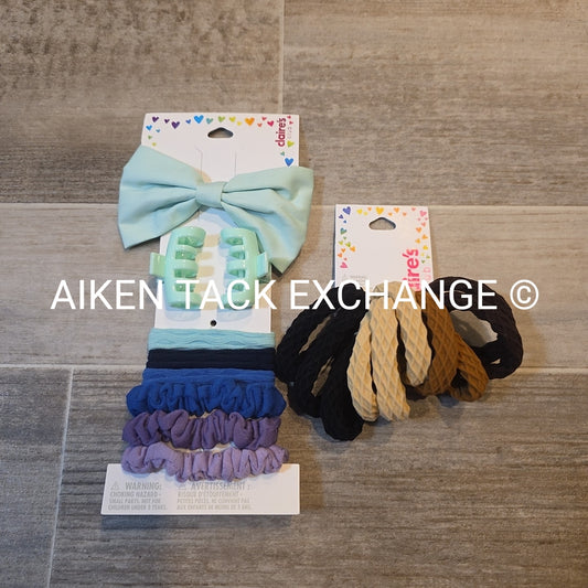 Claire's Hair Bundle - 2 Packs of Hair Ties, 3 Hair Clip