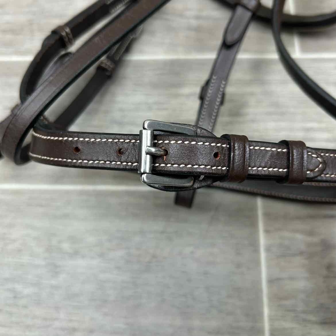 Fancy Stitched Bridle with Matching Laced Reins, Brown, Size Pony