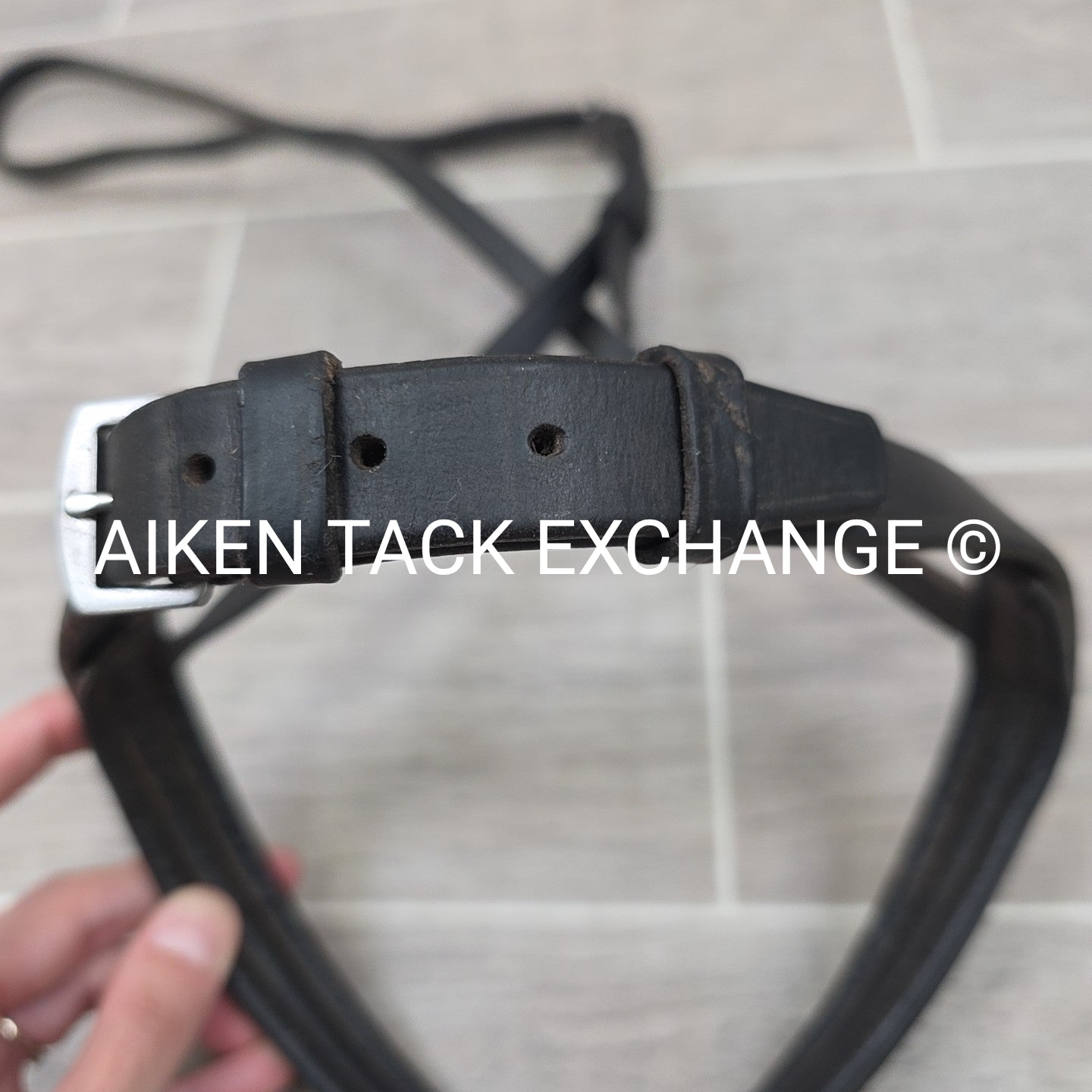 Plain Raised Noseband, Missing Flash Strap, Black, Size Full