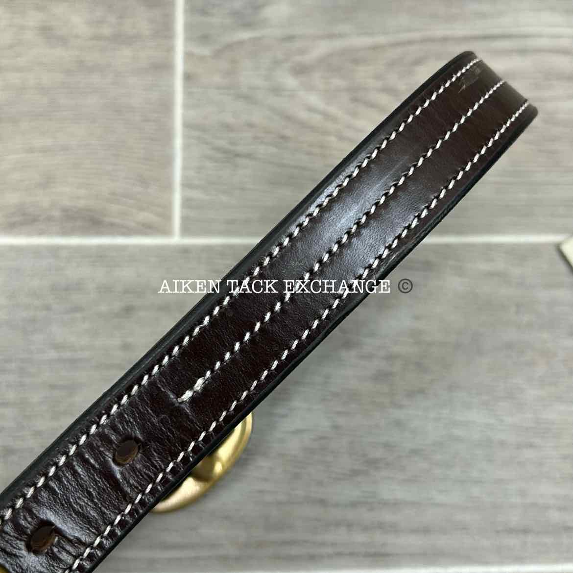 KL Select Black Oak Pine Leather Halter, Brown/Brass, Size Pony