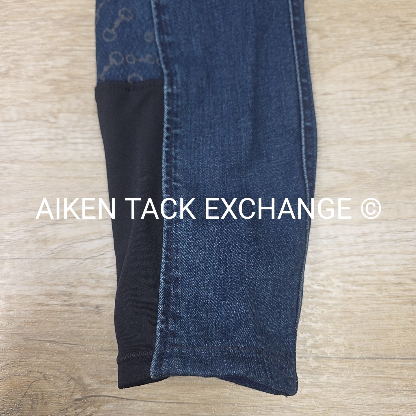 Horze Kaia Crystal Denim Silicone Grip Full Seat Breeches, Size 32