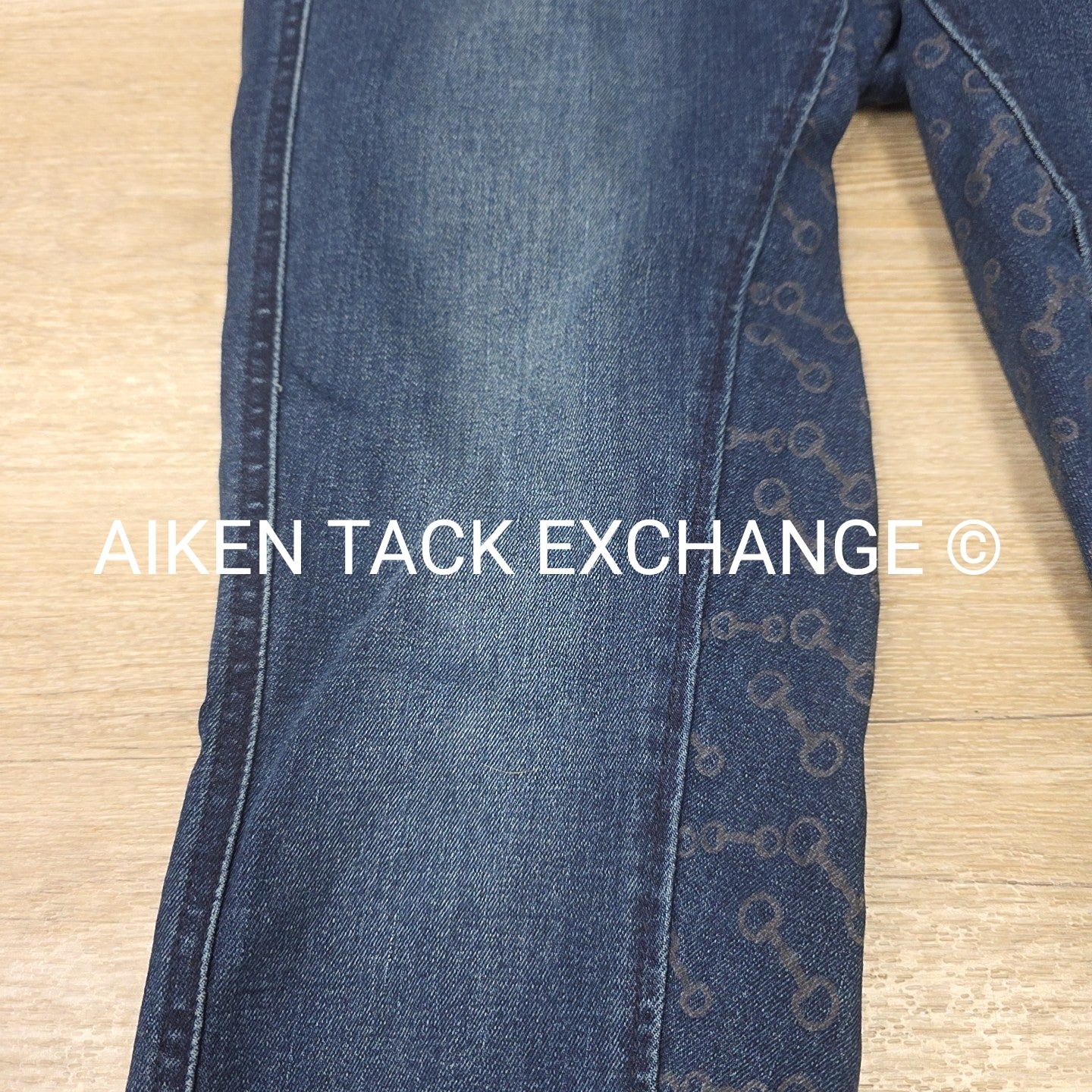 Horze Kaia Crystal Denim Silicone Grip Full Seat Breeches, Size 32