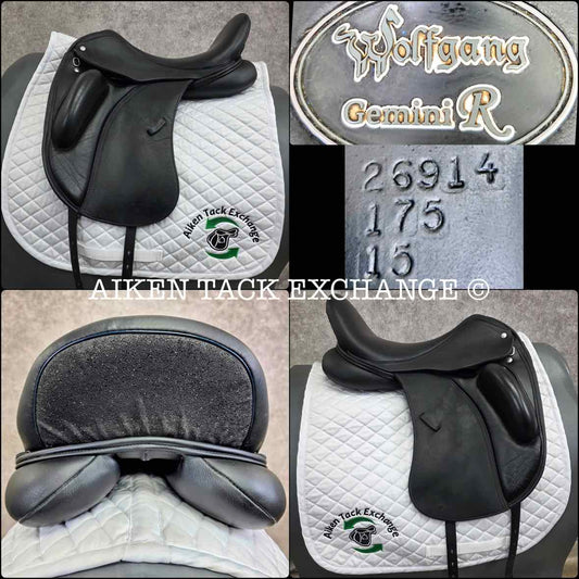 2020 Custom Saddlery Wolfgang Gemini R Monoflap Dressage Saddle, 17.5" Seat - Short Flap, Adjustable Tree, Wool Flocked Panels