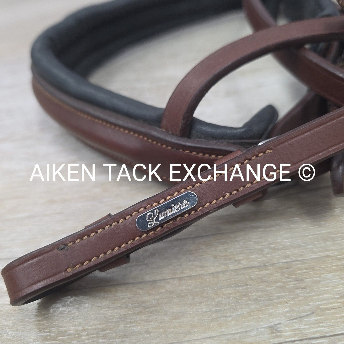 Lumiere Dressage Bridle, Missing Flash Strap, No Reins, Brown, Size Full