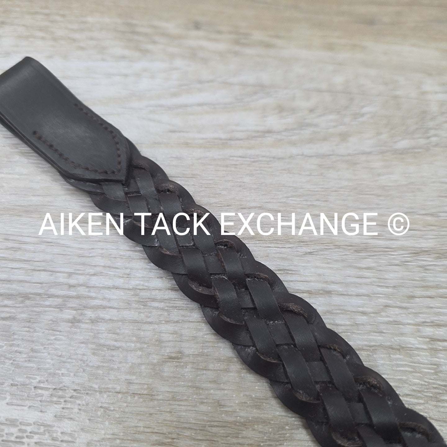 Plaited Leather Browband, Brown, 15.5"