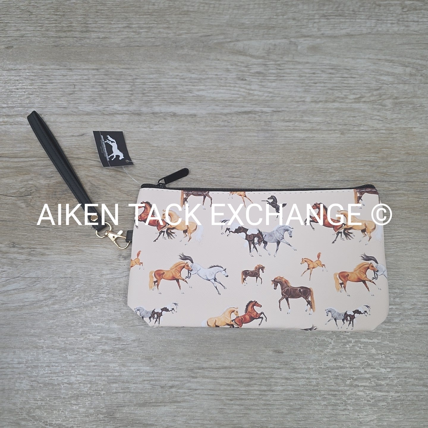 AWST Int'l Lila Horses All Over Medium Cosmetic Pouch with Wristlet