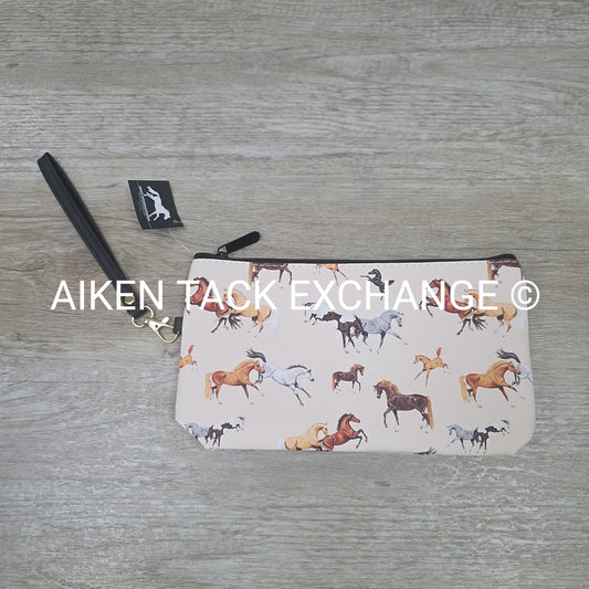 AWST Int'l Lila Horses All Over Medium Cosmetic Pouch with Wristlet
