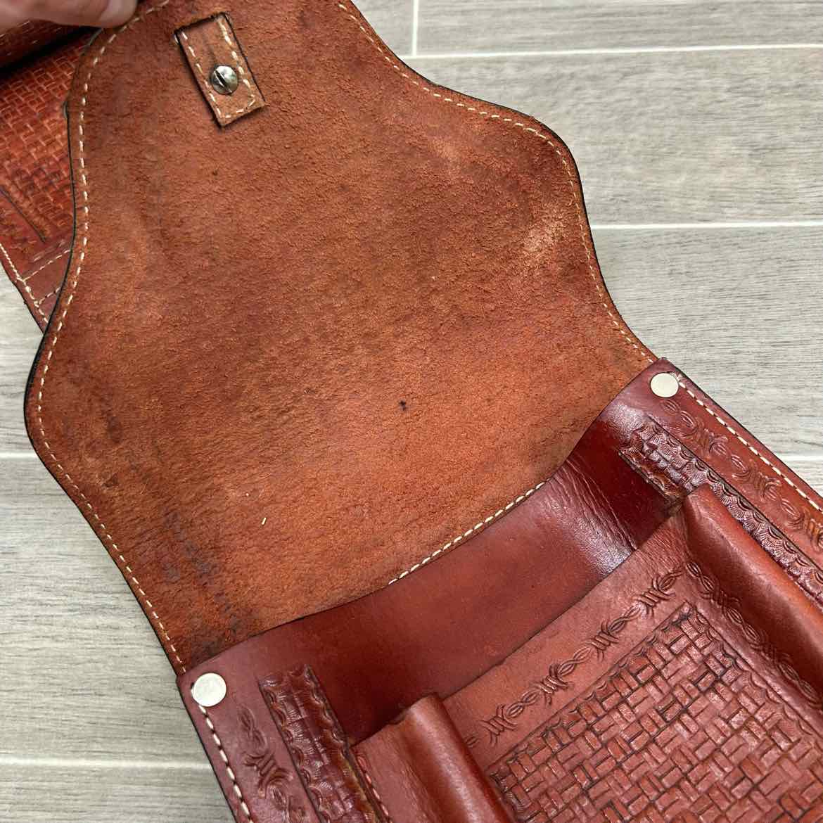 Tooled Leather Saddle Bag