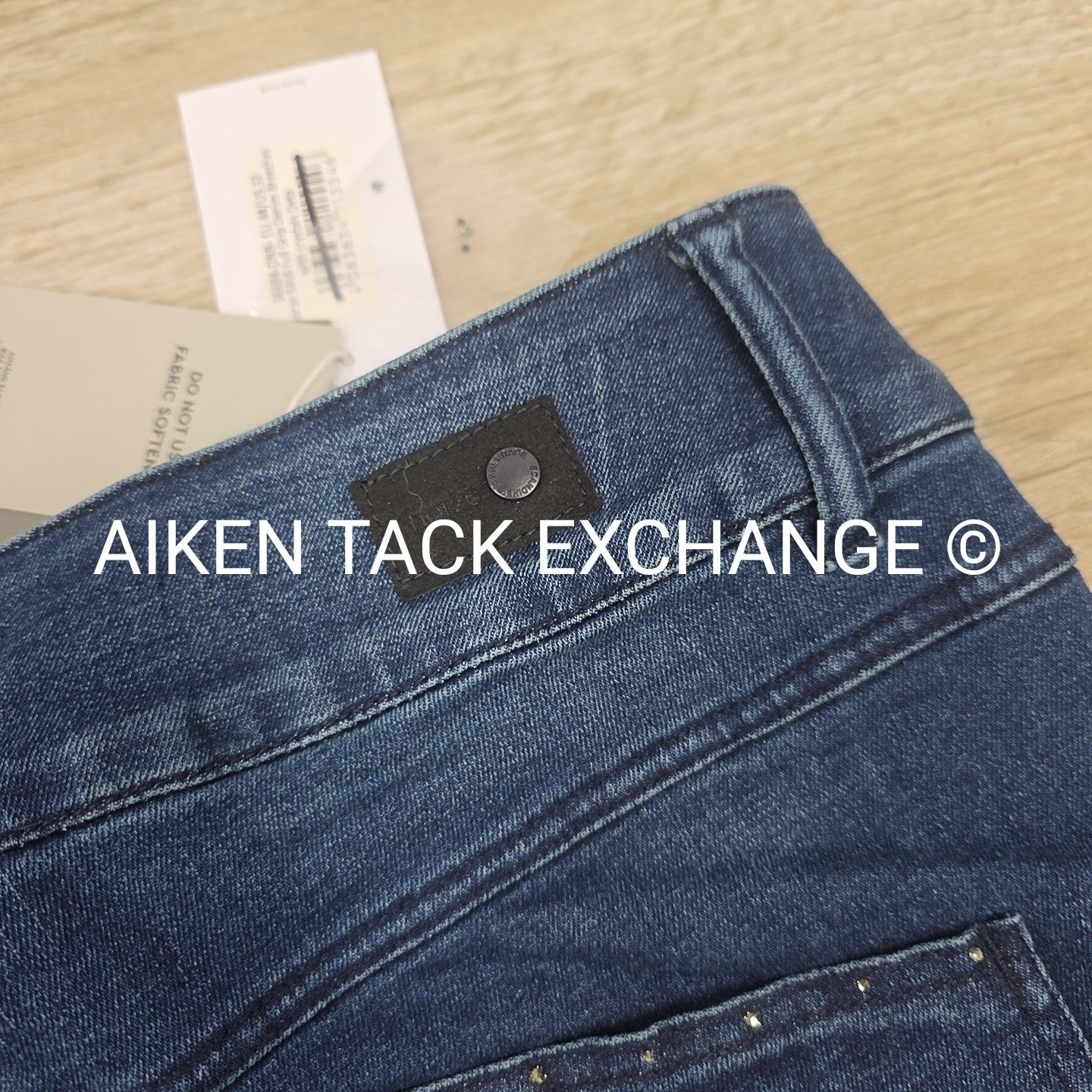 Horze Kaia Crystal Denim Silicone Grip Full Seat Breeches, Size 32