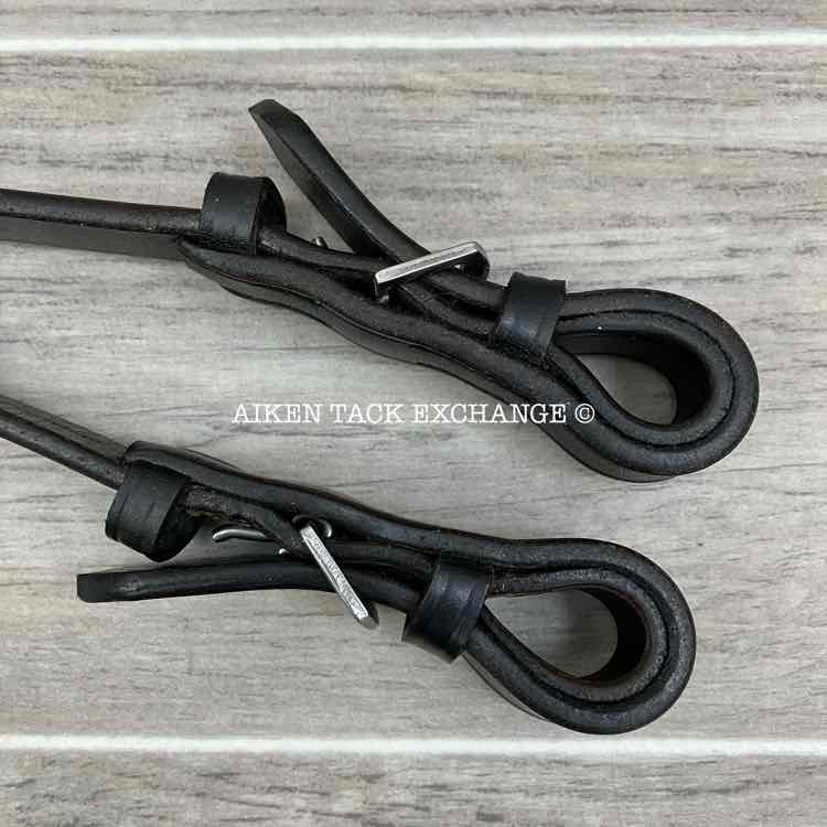 Tony Slatter Saddlery Leather Reins with Stops, Black, 50"