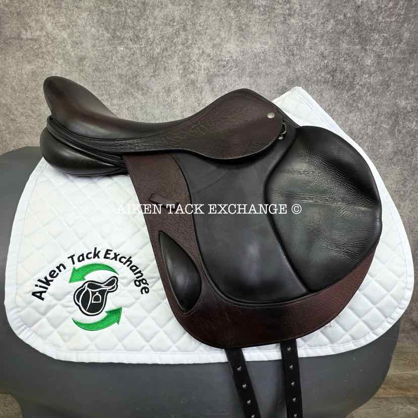 **SOLD** 2015 Custom Saddlery Monte Carlo Monoflap Jump Saddle, 18" Seat, Adjustable Tree, Wool Flocked Panels