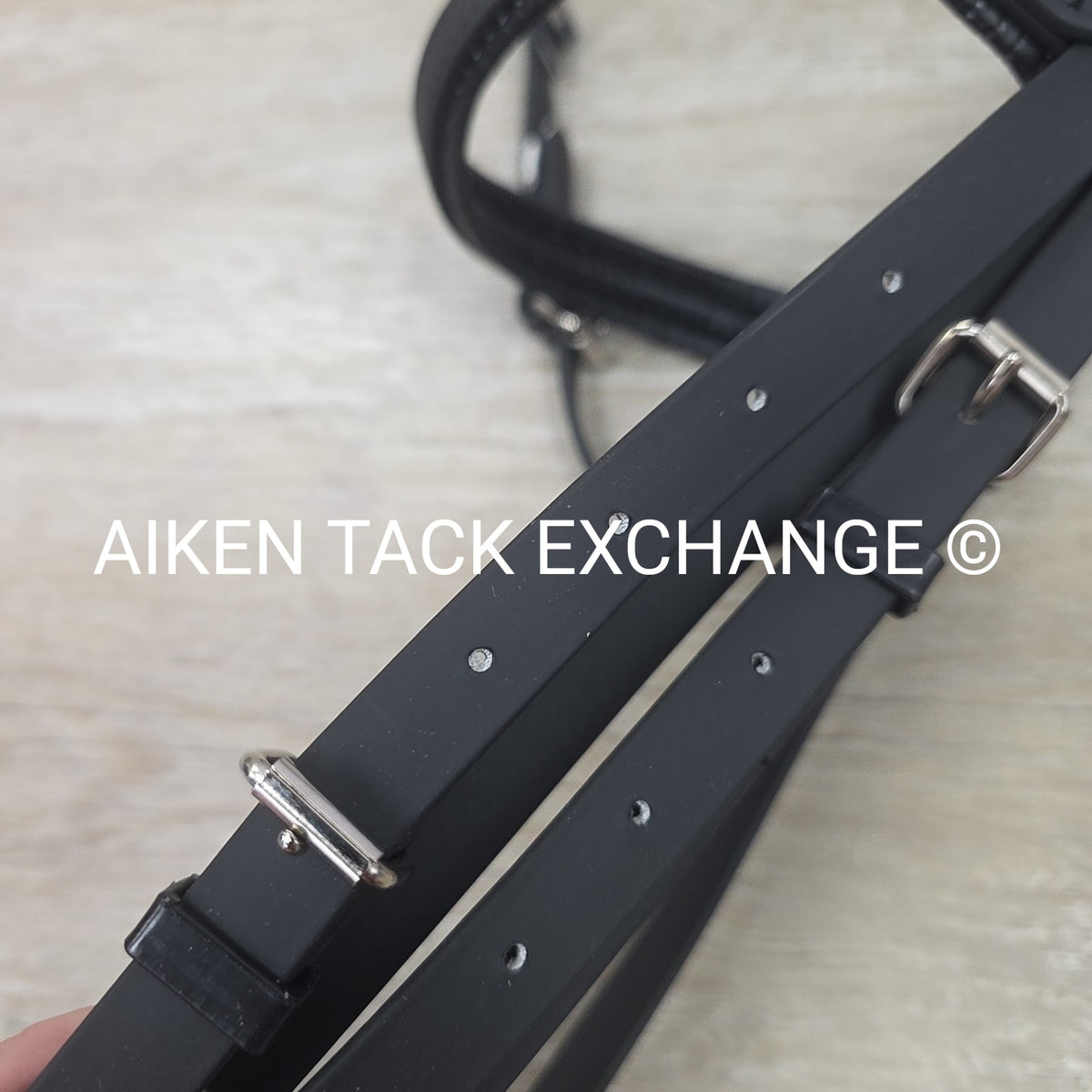 Biothane Bridle with Matching Rubber Grip Reins, Black, Size Large