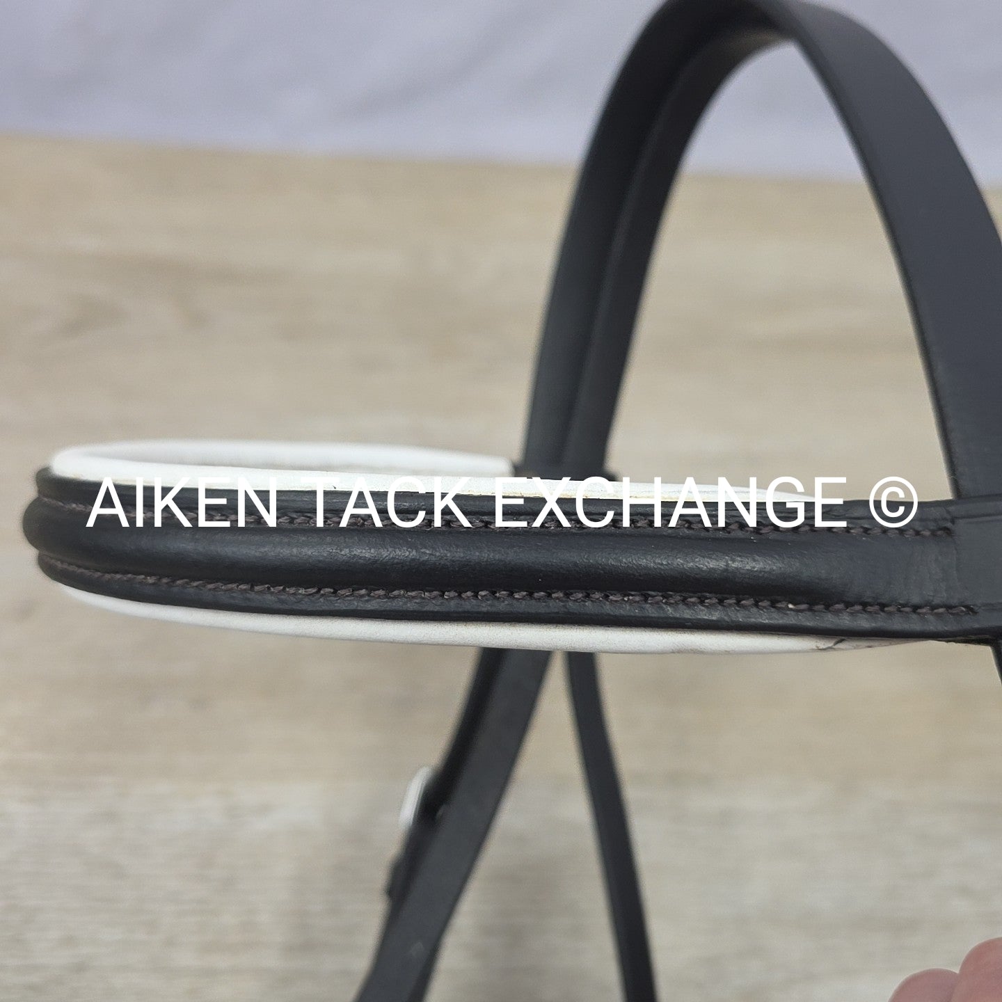 Classic Dressage Bridle with Laced Reins, Missing Flash, Black with White, Full